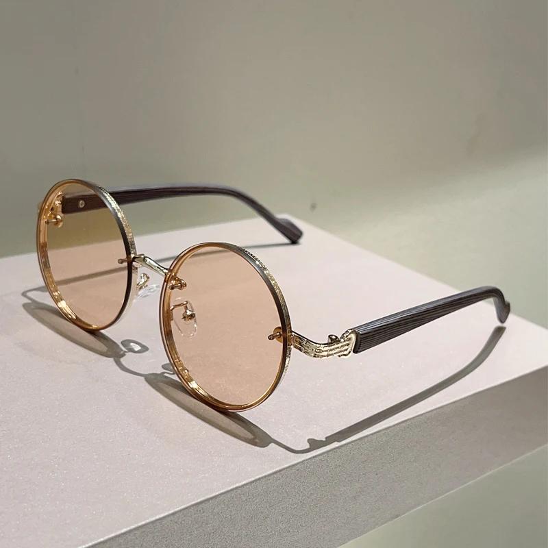 Vintage Round Sunglasses Men New Fashion Gradient Multi-color Sun Glasses Women Trendy Luxury Brand Design Casual Shades