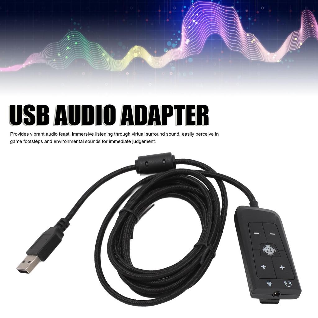 USB Sound Card USB To 3.5mm Jack Audio Adapter, Virtual 7.1 Surround Sound, for Cloud II USB Adapter