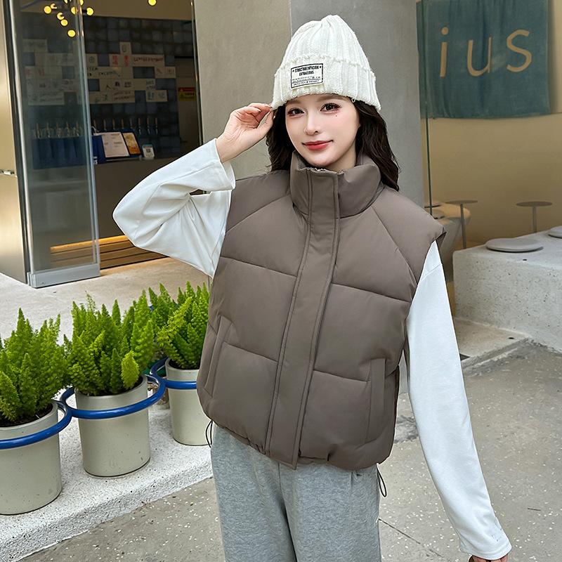 Large Twill Sleeveless Cotton Clothes, Women's Stand-up Collar Short Vest Distribution, Physical Stalls