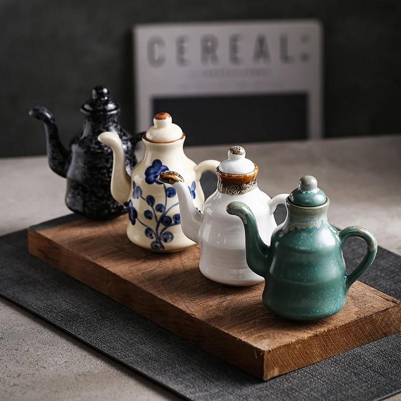 150ml Ceramic Olive Oil Seasoning Bottle Vinegar Soy Sauce Ceramic Spice Jar Cruets Soy Sauce tableware For Hotel and Restaurant