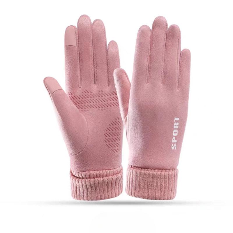 

Новые замшевые спортивные велосипедные перчатки для осени и зимы, уличные теплые и ветрозащитные перчатки с сенсорным экраном на всех пальцах One size