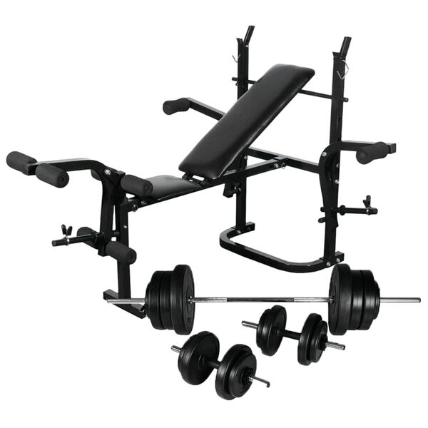vidaXL Training Bench with Weight Support Dumbbell Set 60.5kg