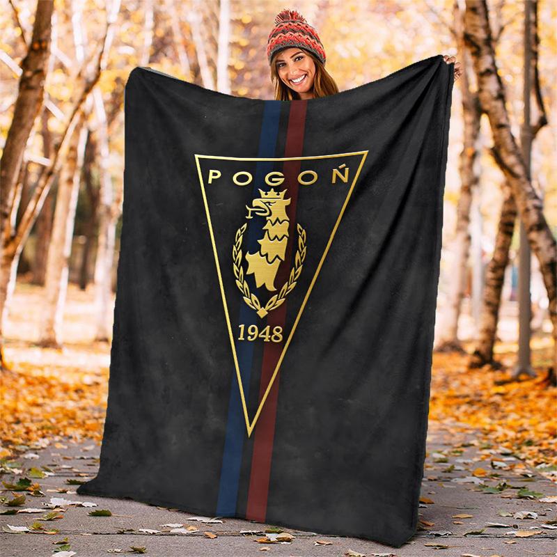 MKS Pogoń Szczecin Flannel Blanket Soft All-Season Throw, Design for Camping, Car Travel, Hiking Sofa, Bed, Office Perfect Gift for Parties