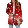 Women's Christmas Printed Lightweight Cardigan Long Sleeved Casual Loose Thin Fit With Pockets Cardigan Jacket