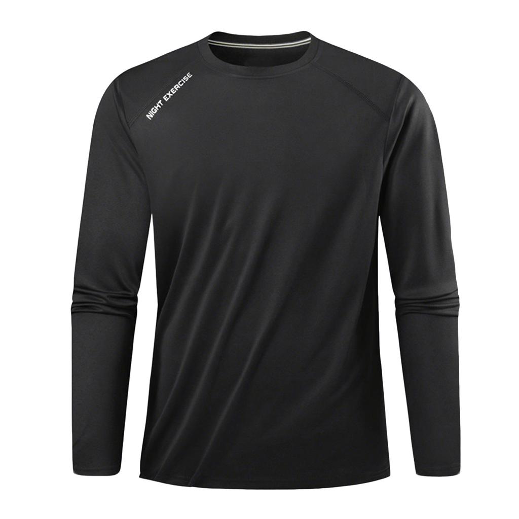 Men's Quick Drying Round Neck T-shirt Long Sleeve Men's Ice Silk Thin Fitness Running Top Bottoming Long Sleeve