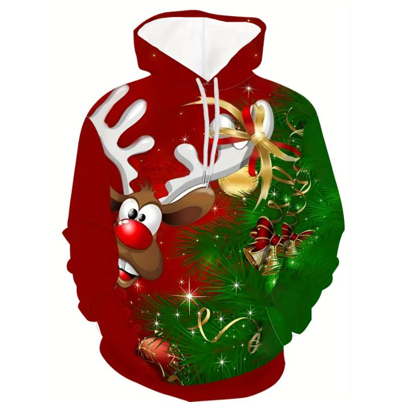 Sweats à capuche de Noël College 3D pour hommes, sweat-shirt père Noël, proximité, Wstring, manches longues, Streetwear, nouveauté, déclin, 2024