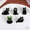 5Pcs/Set Yellow Eyes Black Cats Brooches - Doodle Enamel Backpack Button Pins Badges
