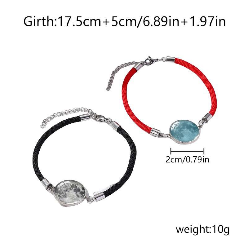 Sun Moon Time Gem Lovers Friends Braided Valentine'S Day Couple Luminous Bracelet