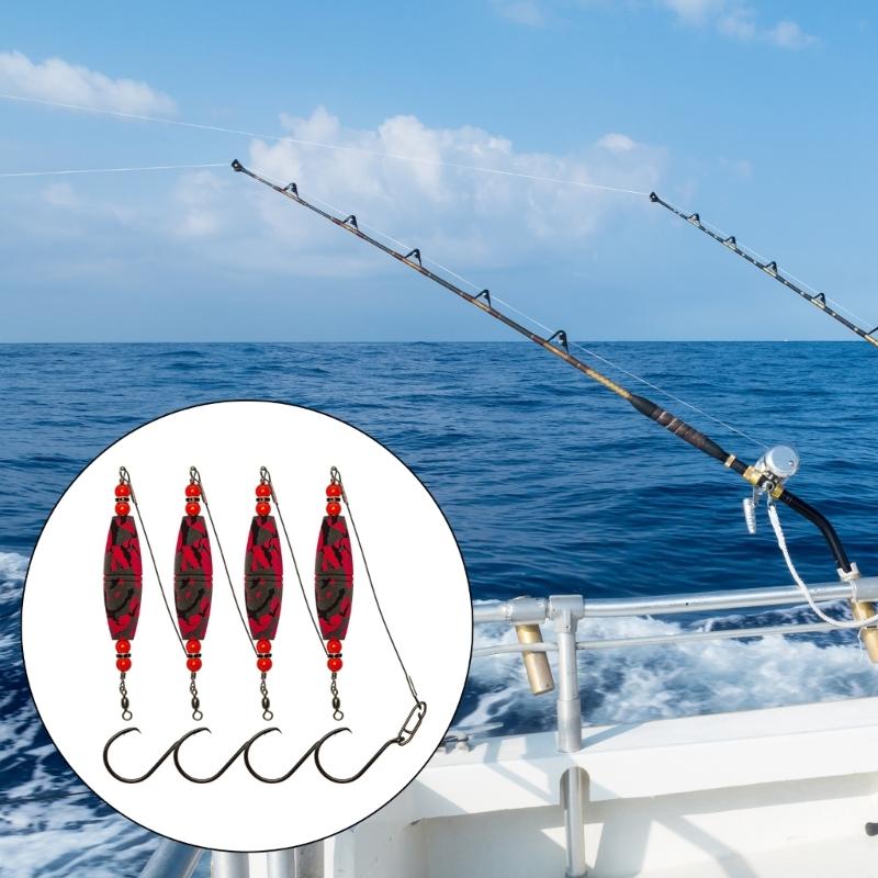 4Pcs High Buoyancy Catfishes Rattling Line Float Catfishes Float Rigs with Hook Fishing Bobbers EVA Foams Peg Float