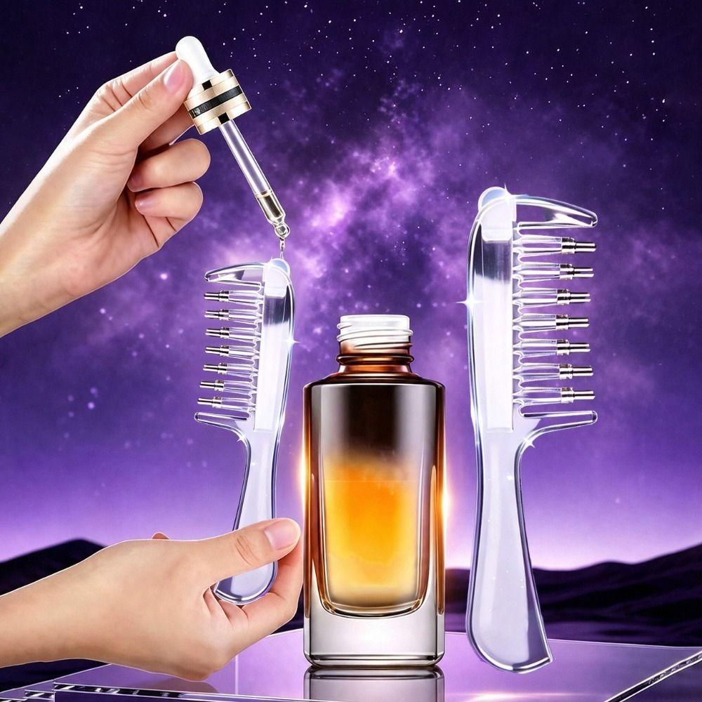 Multi-Function Mini Portable Head Applicator Anti-Frizz Massage Guide Liquid Comb Gift