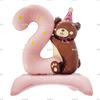 42 Inch Standing Number Balloon with Bear Design Aluminum Foil Balloon for Baby First Birthday Party Room Decoration Performance Prop