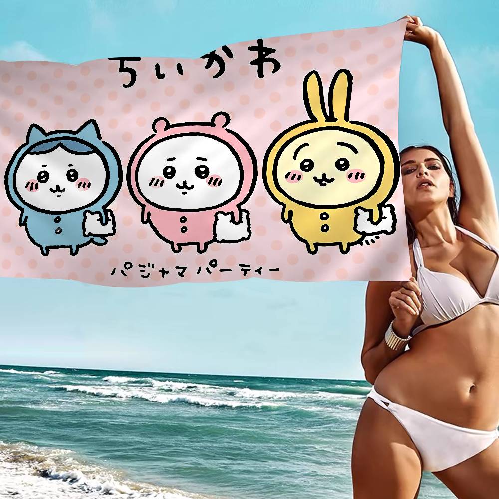 Cute Japanese C-Chiika-waE Usagi Microfiber Beach Towel Absorbent Quick Dry Soft Yoga Swimming Resort Mountain Climbing Towel