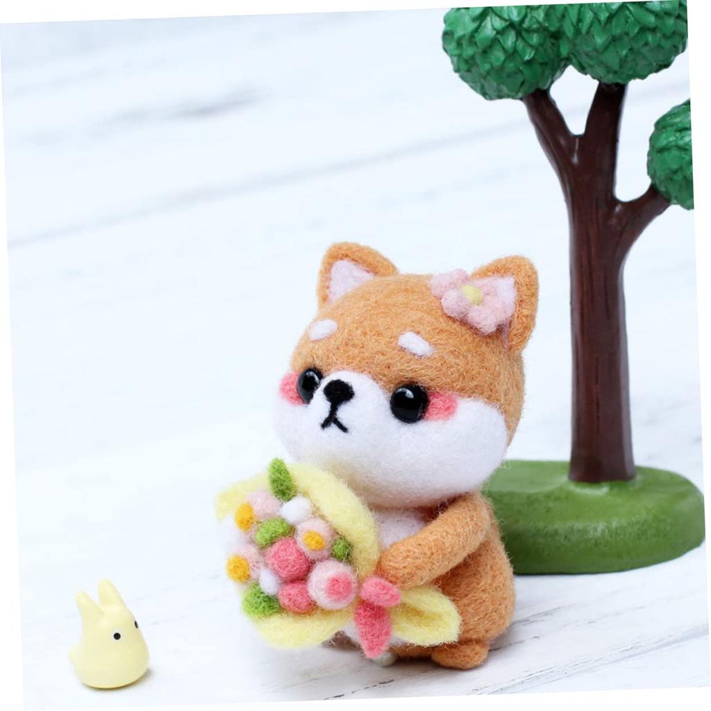 ERINGOGO Needling Felting Shiba Inu Plush Toy DIY Wool Felting Kit with Colorful Handmade Craft Kit, Set, Beginner's Wool,