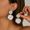 Vintage Sunflower Alloy Earrings Drop for Women Exaggerate Daily Party Banquet Earrings Y2K Jewelry Accessories 2025 New
