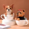 Dekoracja domu Uroczy Pies Żywiczny Stół Salon Dekoracja Filiżanka do Herbaty Symulacja Psa na Biurku żywiczne figurki psów uroczy pies domowa dekoracja