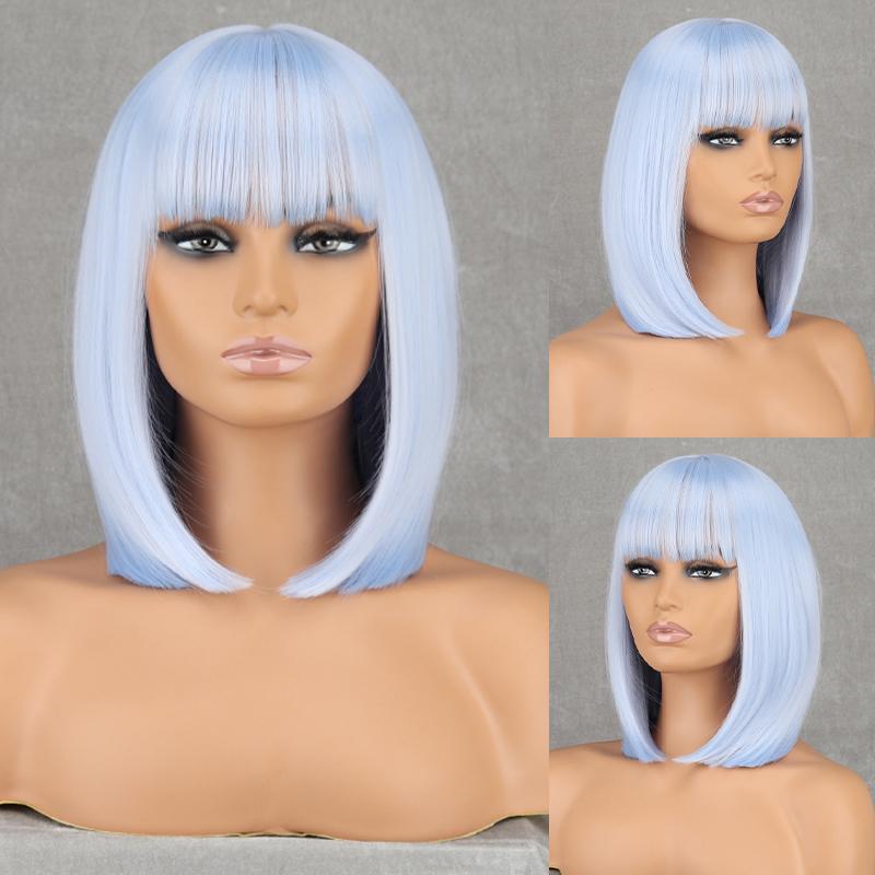 LISI HAIR Dámská móda Délka po ramena Hnědá Rovná Bobová paruka s ofinou Syntetické vlákno Přírodní barva Bobová paruka na denní nošení