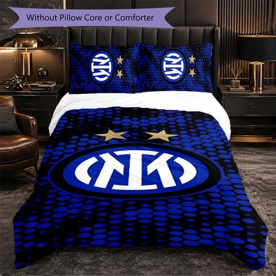 Inter Milan 3 Piece Bedding Set Soft Duvet Cover Set with Pillowcases Printed Bedroom Decor Set for Home