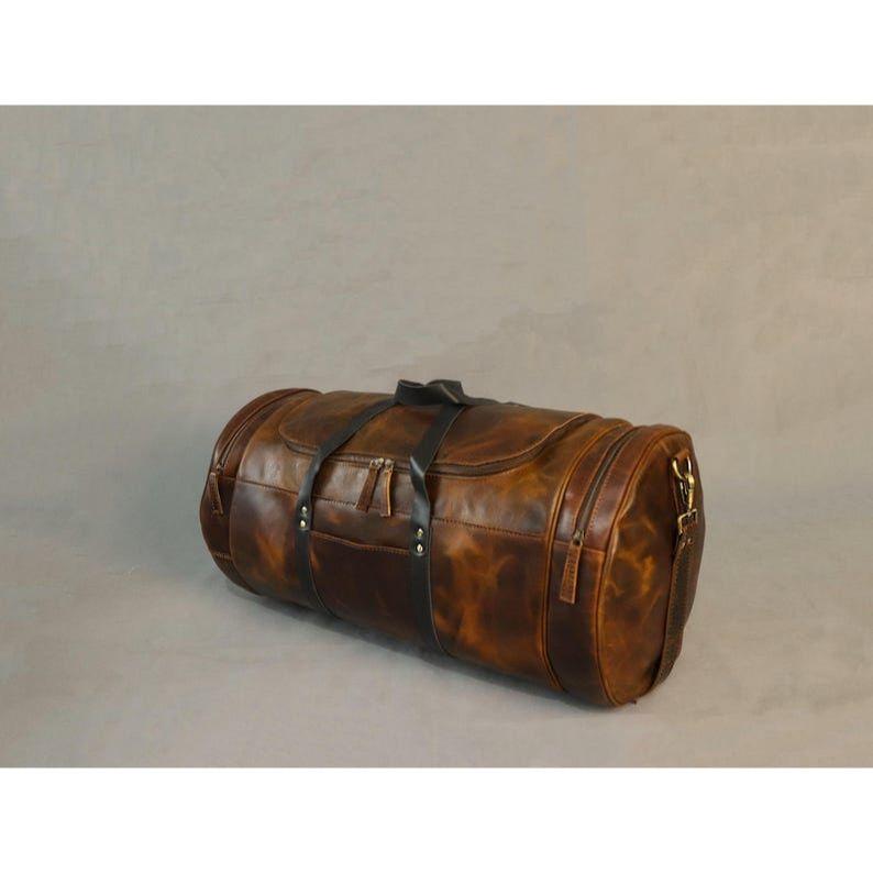 Sac Duffel en Cuir Pleine Fleur Fait Main Cuir de Buffle Sac Week-end pour Homme-Sac de Voyage Épaule-Idée Cadeau Idéale pour les Hommes