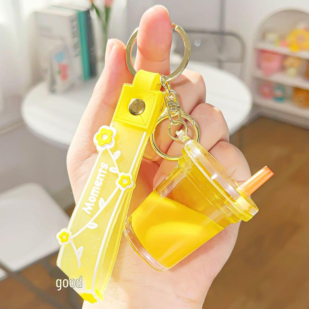 Acrylic Milk Tea Keychain: Cute Coffee Cup Glitter Pendant Charm