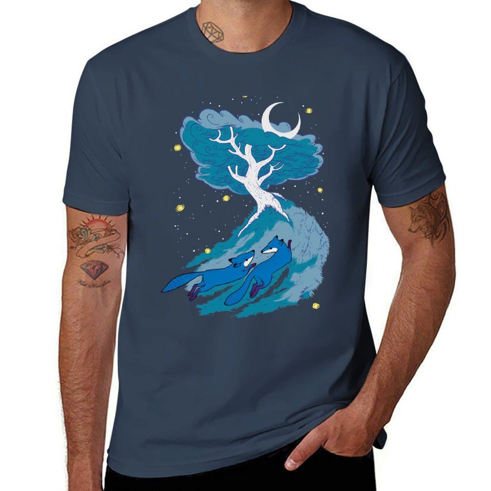 Moonlight Foxes Tshirt Holiday Vacation Tee Shirt S