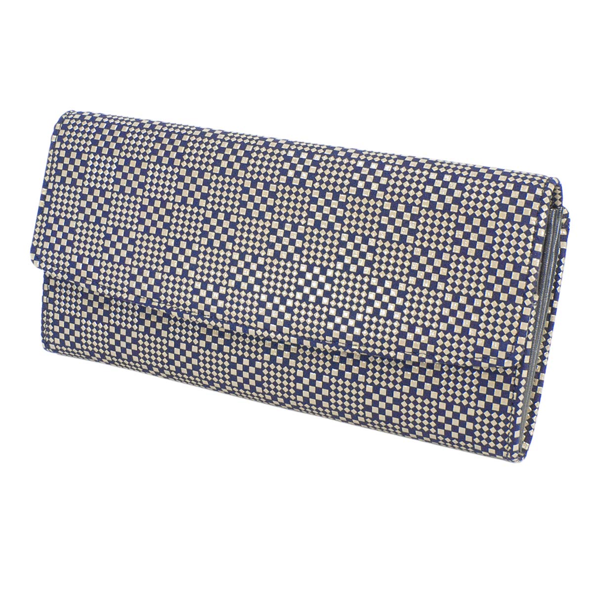 

[Inden-ya] Inden Long Wallet, Small, Large Capacity, Deerskin, Navy Blue with White Lacquer, Small Checkered Pattern, 2310-14-167, Custom Color
