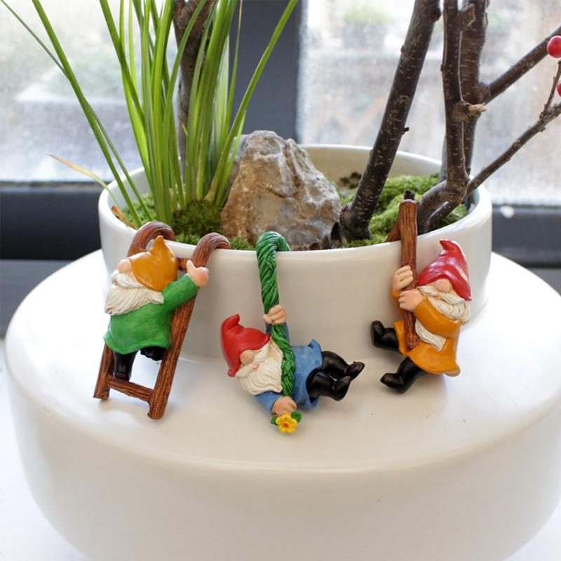 

3pcs Cute Resin Gnome Pendant For Hanging Cup, Flower Pot, And Home Decor,Flower Pot Landscape Decoration, Outdoor Garden Decora