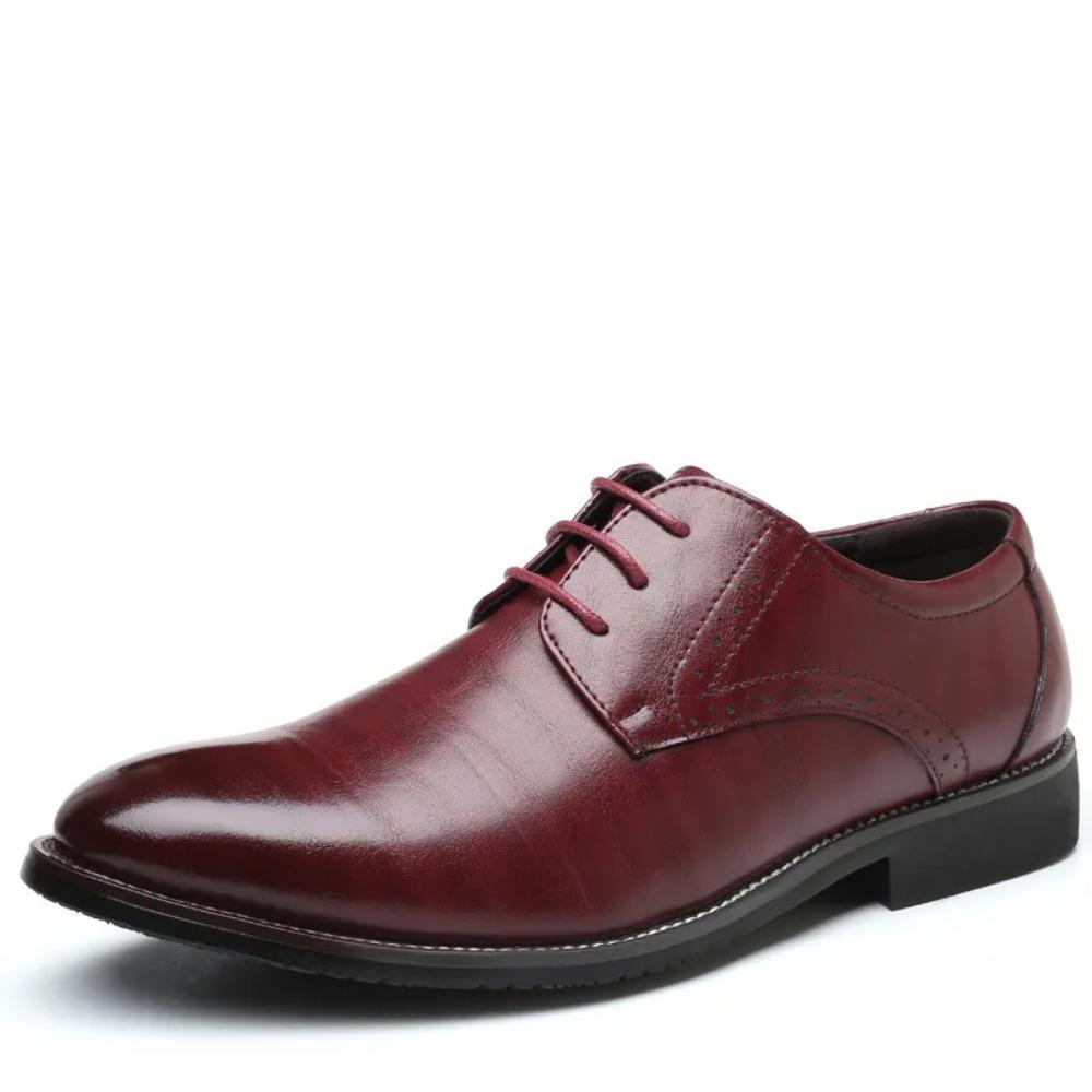 Men's Business Leather Shoes British Brown Pointed Lace Business Casual Leather Shoes Men Dress Shoes Sapato Social Masculino