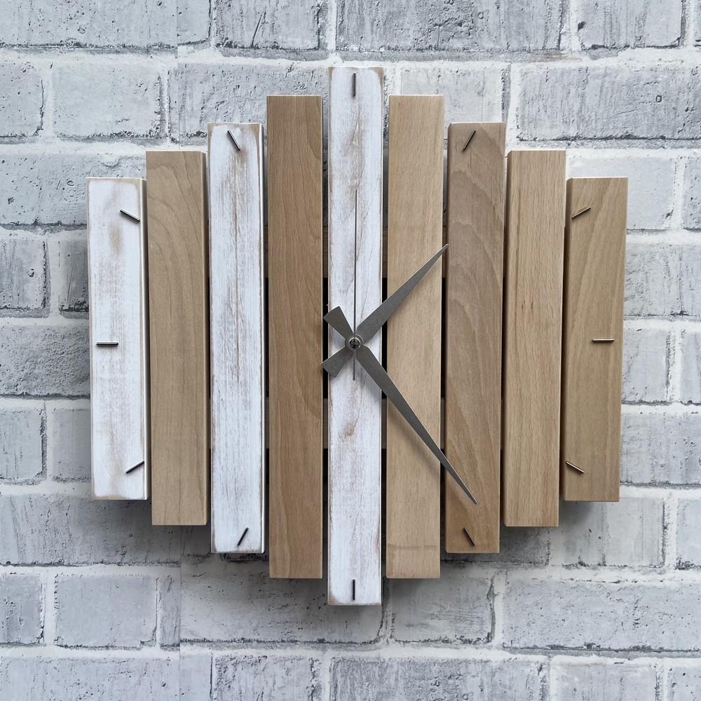 

Dizayn Настенные часы из натурального дерева с геометрическим рисунком 40х40 см