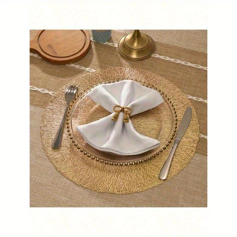 

1pcs Gold Hollow Round Placemats, Washable, Easy To Clean, Non-Slip, Heat-Resistant Dining Table Mats, Cup Coasters