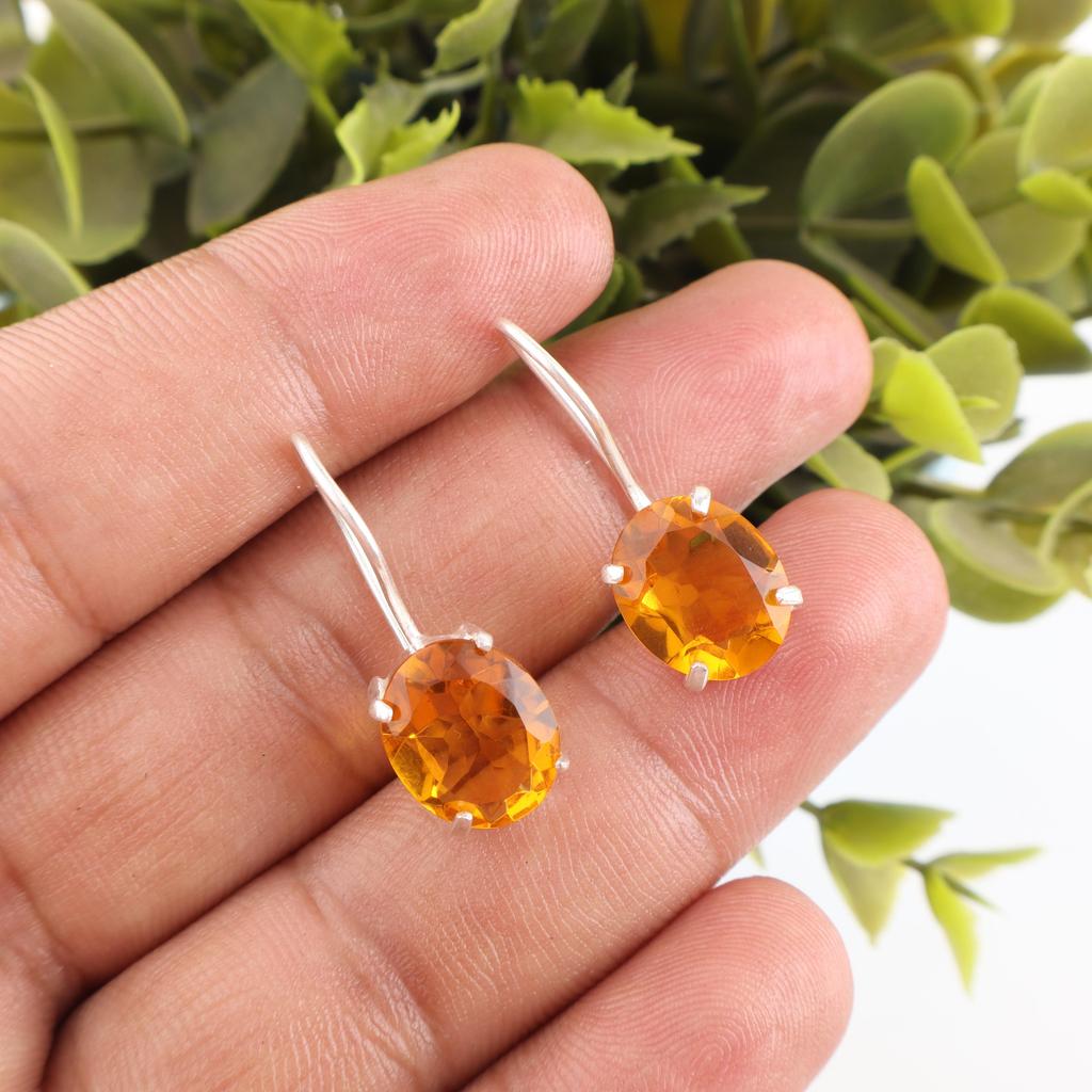 Attractive Citrine Earrings Gemstone Jewelry, 925 Solid Sterling Silver Earrings, Handmade Jewelry Birthstone Earrings, Gift For Love