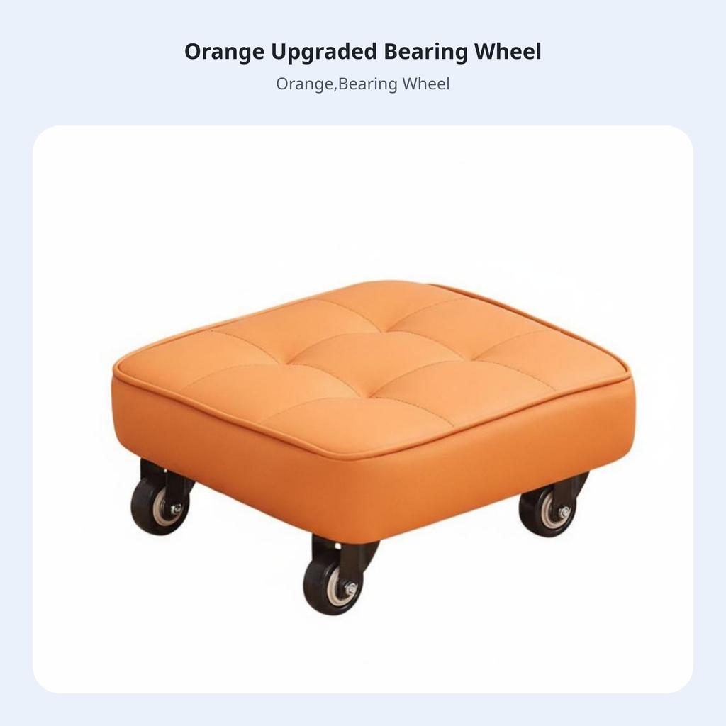 Low-Height Wheeled Seat 360-Degree Mobility Tufted Wheeled Ottoman Versatile Silent Wheels for Parents, Adults, Home, Entryway