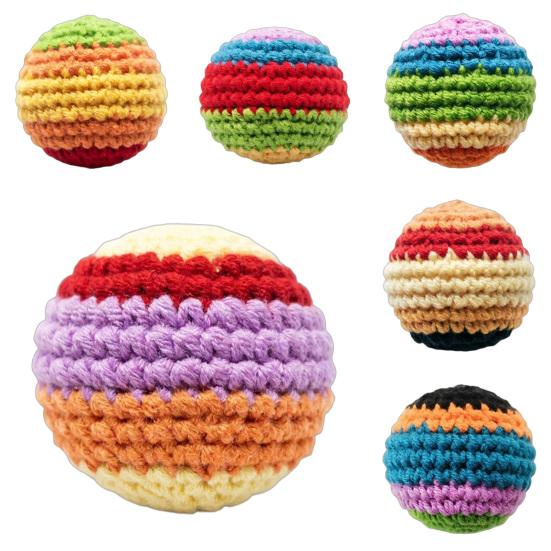 Handmade Knitted Footbag Sack, Outdoor Play Multicolored Crochet Bag Woven Kickball Toy, Colorful Juggling Balls for Kids, Adults,