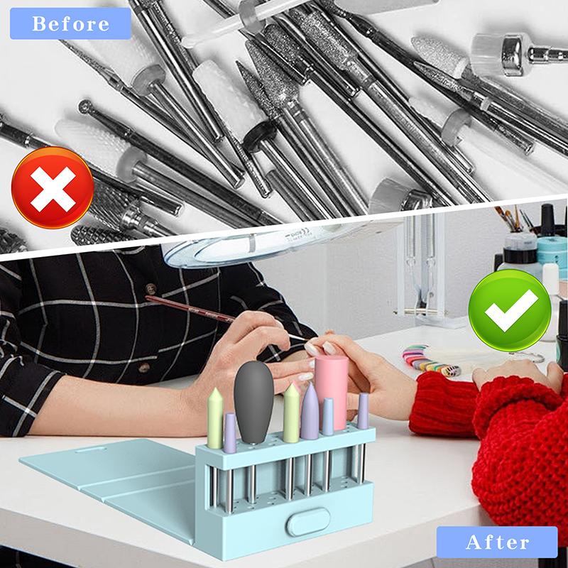 Nagelkunst Bohrer Aufbewahrungsbox Schleifen Polieren Kopf Bit Halter Display Nagelbohrer Organizer Nagelständer Aufbewahrungsbox