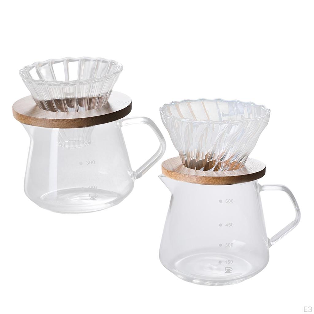 Carafe with Filter Manual Coffee Dripper Anti-Scald Portable Hand Brewing Pot