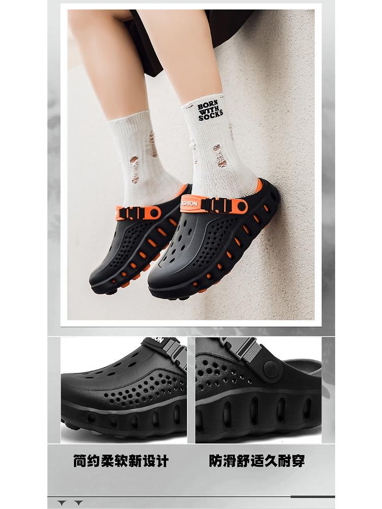 New Men Sandals Outdoor Soft Thick Sole Slides Breathable Sandals Non-Slip Garden Clogs Lightweight Summer Beach Slippers
