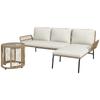 Garden Seating Group Lounge Furniture Set, PE Rattan, 122 X 79 X 75 Cm, Natural + Cream White