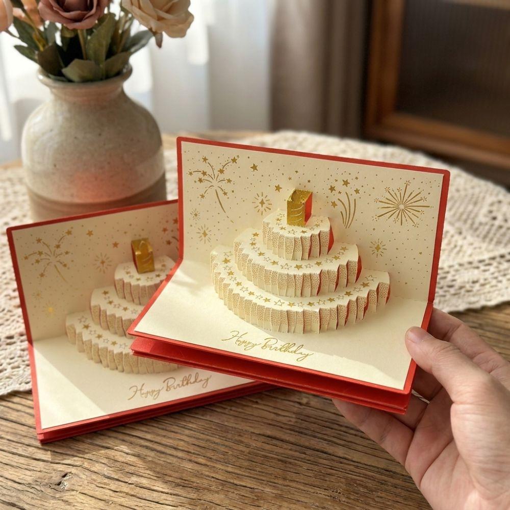 6 Card Slots 3D Pop-Up Cake Greeting Card Illuminated Musical Light Gift Card  Gift Giving