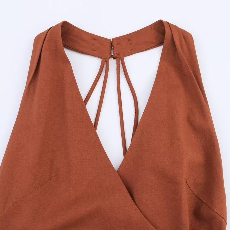 Kaslead New Women clothes Western Style Fashion Blended Gold Inlaid Midi Dress 3021723