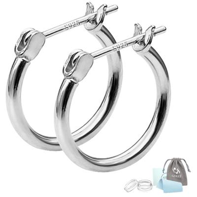 GOKEI Hoop 925 Pure Ring Both Metal Allergy Gold Earrings, 16mm, Hoop, Silver, Silver, Earrings, Women's, Ears, 20G, Ring, Simple, Cartilage, Men's,