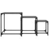  Coffee Tables That Slide Under Each Other, 3 Pieces, Black Glass Top