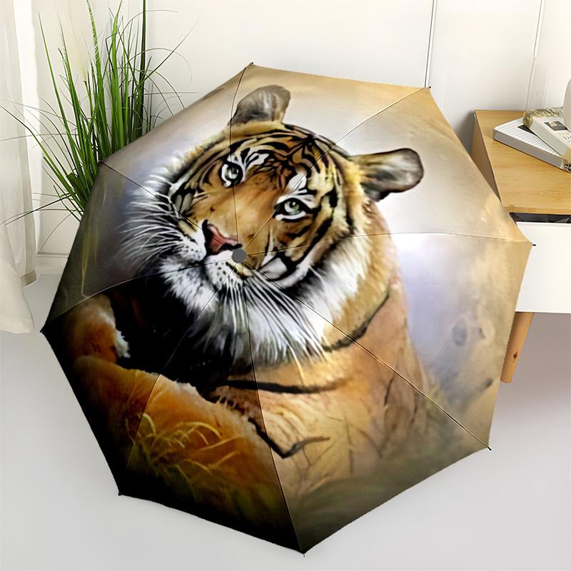 1PC Tiger Print Automatic Open/close, All-Season Portable Folding Umbrella for Women & Men yy250919154