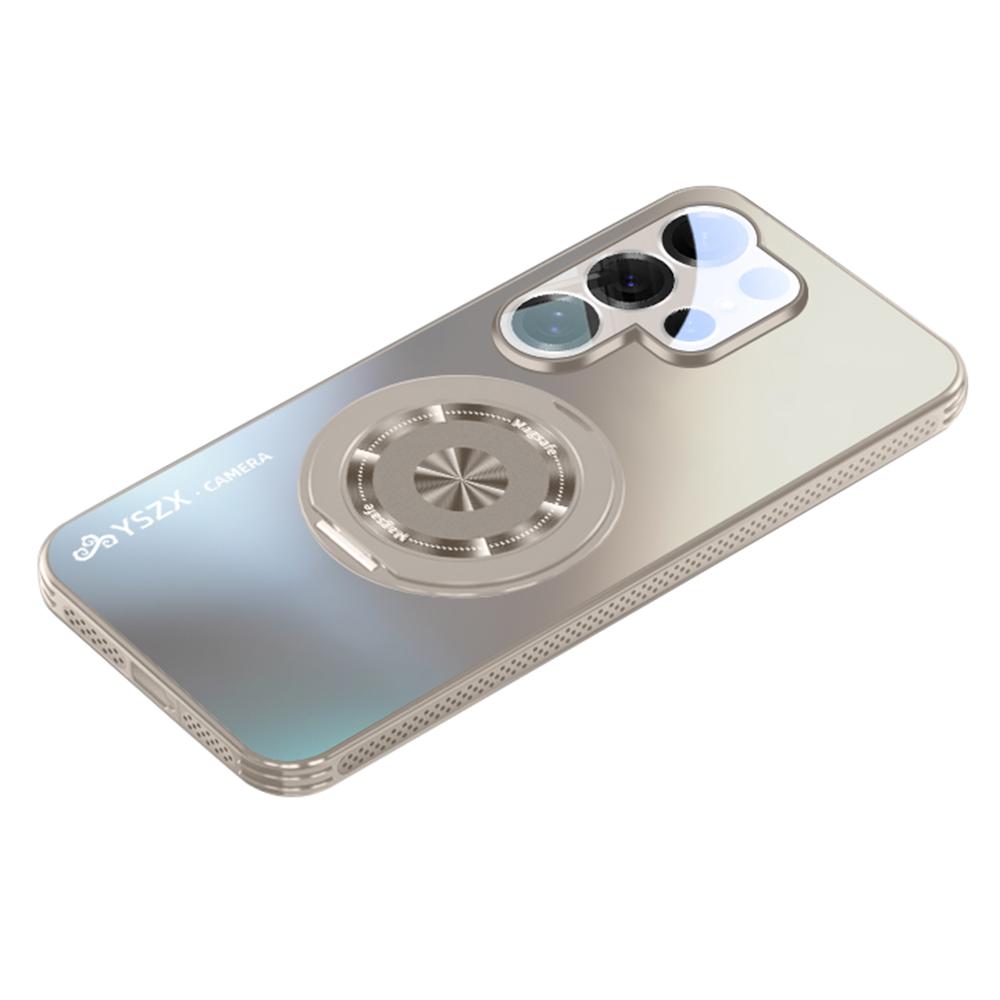 

For Samsung Galaxy S25 Ultra Magnetic Case Rotating Kickstand PC+TPU Heat Dissipation Phone Cover with Lens Protection Titanium