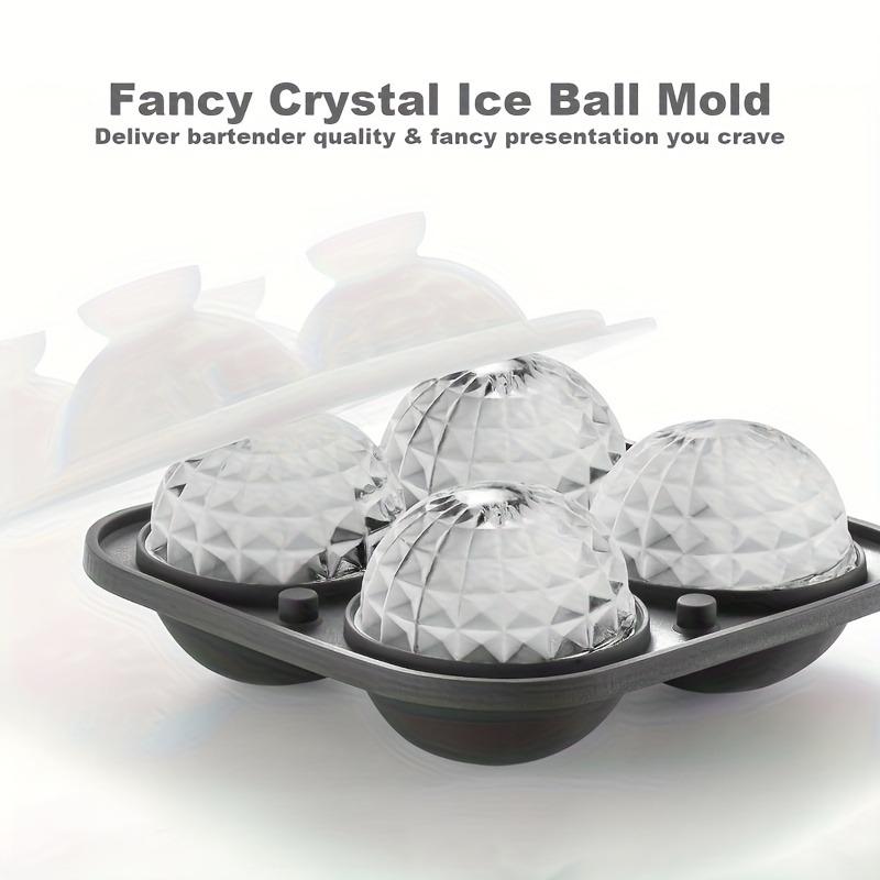Large Silicone Whiskey Ice Mold, 3D Sphere Crystal Ball Tray with Funnel for Bourbon Brandy, Bar Gift