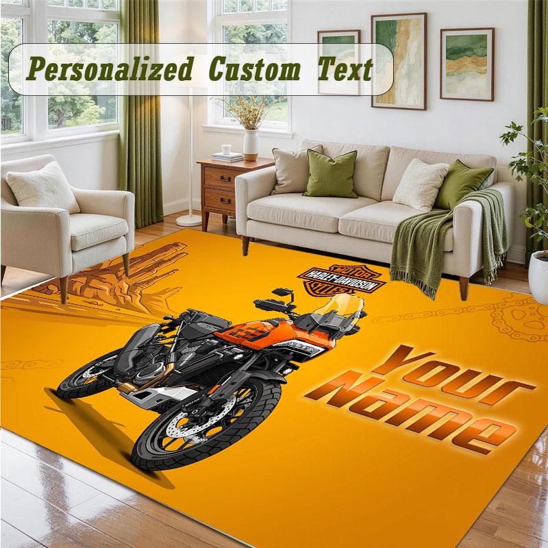 Crystal Velvet Square Rug Custom NameHarley-Davidson Pattern Non Slip Home Floor Decor Rug