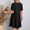 Women's  Color Casual Fashion V-neck Short Sleeved Dress