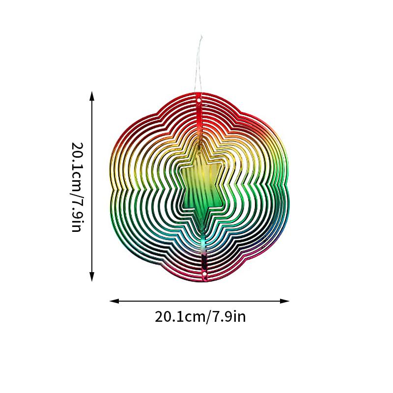 Gradient Wind Spinner Catcher 3D Rotating Wind Chimes Suncatcher Anti-Bird Hanging Wind Chimes Bird Repeller Garden Yard Decor