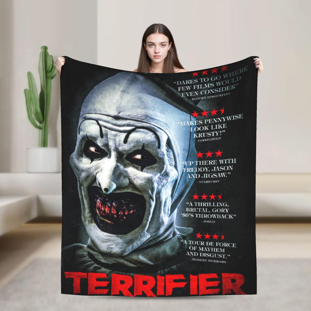 Terrifier Decke Film Kunst Der Clown Camping Flanell Bettwäsche Überwürfe Für Heimdekor Weich Warm Benutzerdefinierte Qualität Tagesdecke Geschenk