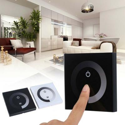 12V-24V Touch Switch Black Glass Panel Switch LED Light Dimmer Controller UK/EU Wall Mounted