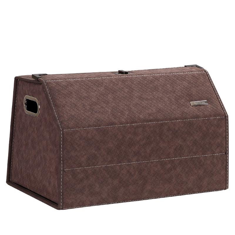 Großer Kofferraum-Organizer für das Auto, Leder mit Schafsfellmuster, Aufklappbares faltbares Design.