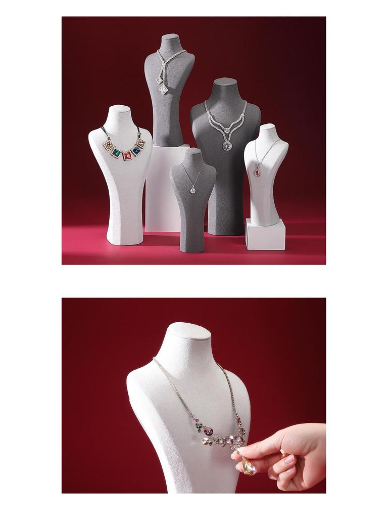 Hongtai Luxury Microfiber Necklace Display Stand - Mannequin Jewelry Prop